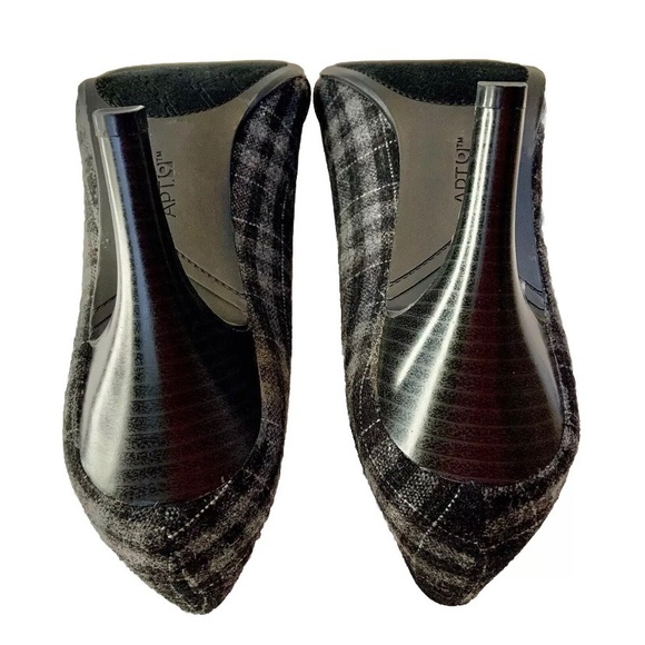 Apt 9 Madi Black Grey Plaid Tartan Heels Stiletto Size 8M - Picture 4 of 15